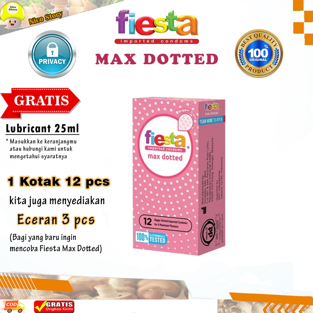 (NCS) Kondom Fiesta Max Dotted Condom Berbintil Bintil Bergerigi Aman