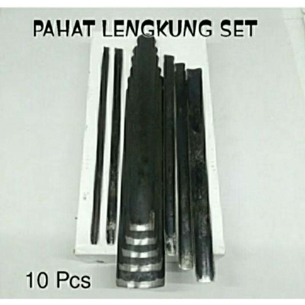 PAHAT UKIR  KOL JEPARA / PAHAT KOL LENGKUNG SET 10  SERI BAHAN BAJA BERKWALITAS & SUDAH DIASAH/SIAP 