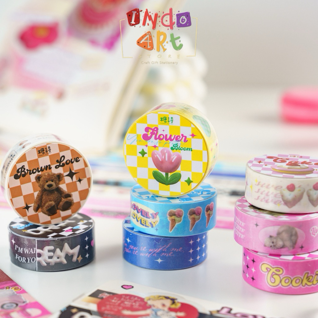 

(IAS) Journal Washi Tape Masking Tape Isolasi Y2K Infeelme Meet You Cake Happy Pop