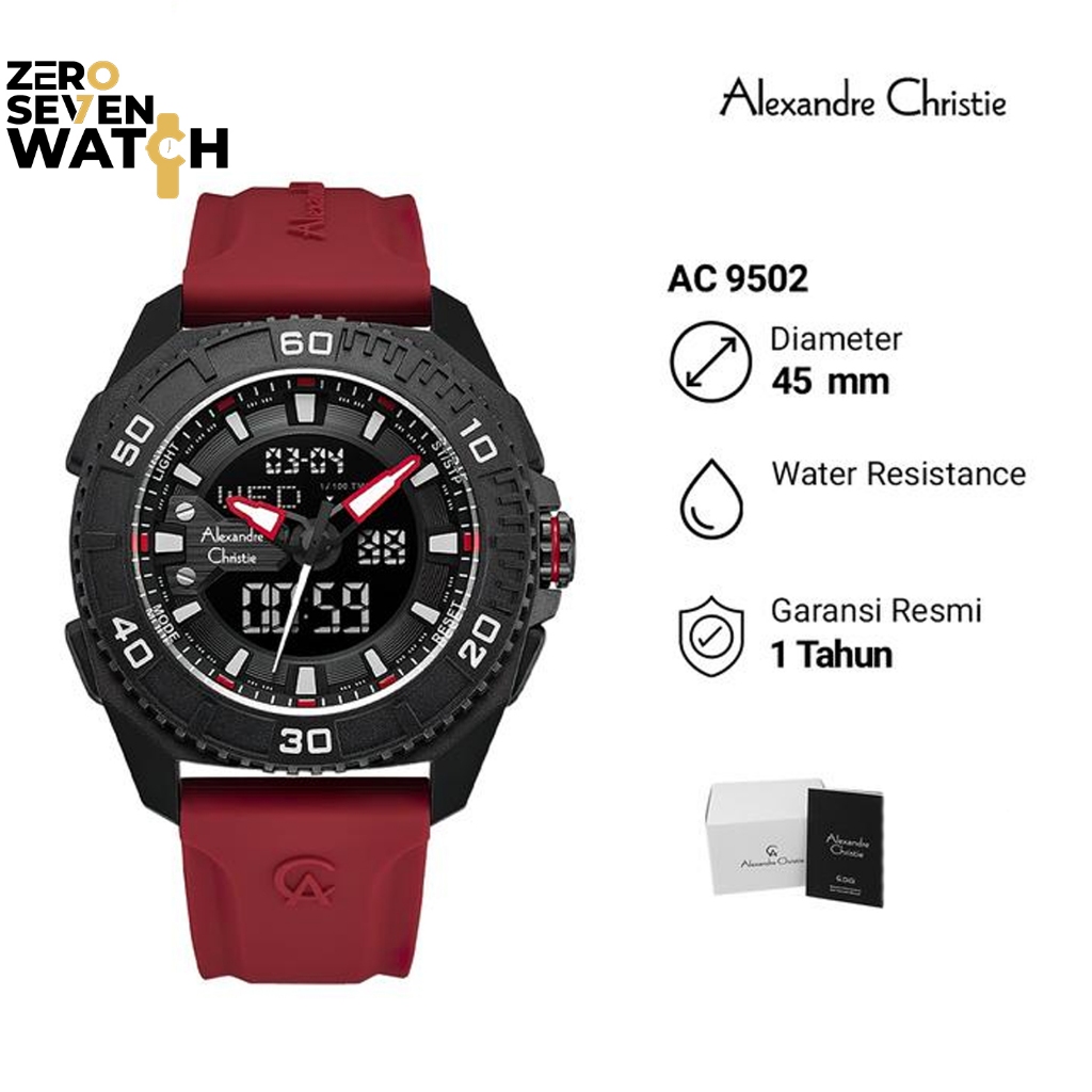 Jam Tangan Pria Alexandre Christie AC 9502 AC9502 Rubber Original Garansi Resmi 1 Tahun