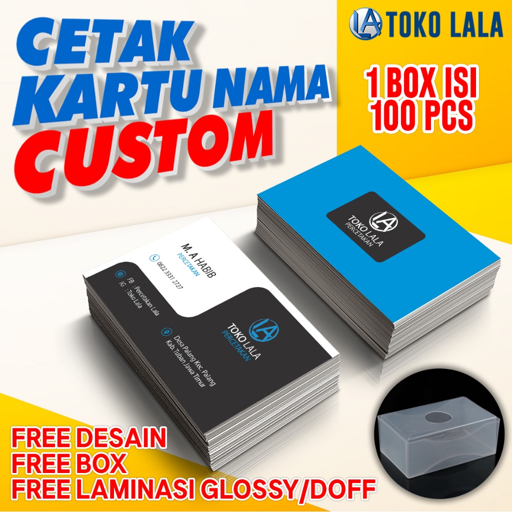 

KARTU NAMA CUSTOM 1 SISI & 2 SISI FREE DESAIN I BAHAN AP260 GSM I FREE KOTAK BOX