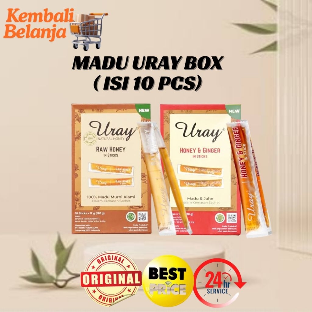 Madu Uray Stik Box Isi 10 Sachet/ Madu Uray Raw Honey Madu Uray Honey Ginger/ Madu Uray Praktis/ Mad