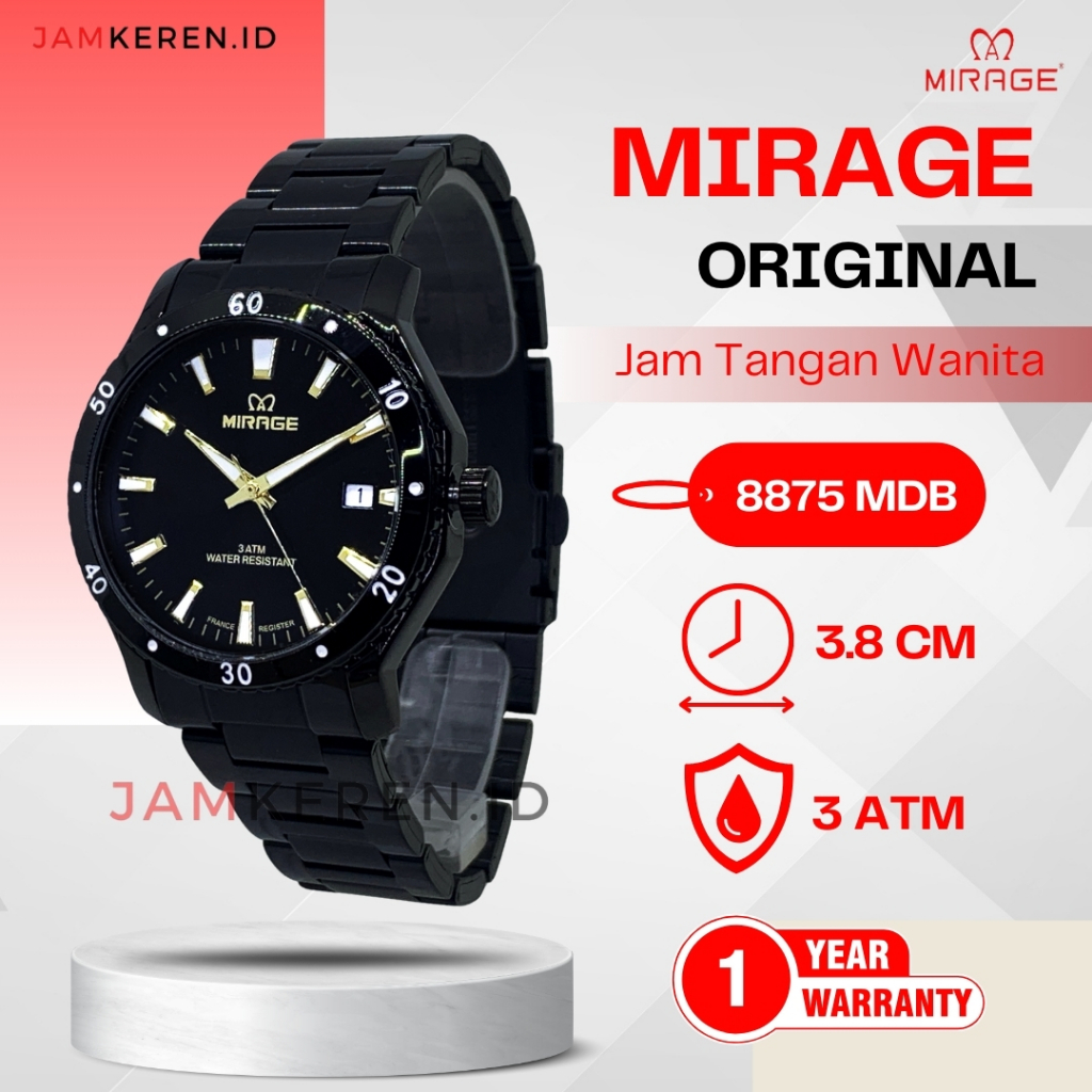 Mirage - Jam Tangan Wanita Sporty - Mirage Sport - 8875 LD Stainless Steel Original Garansi Resmi