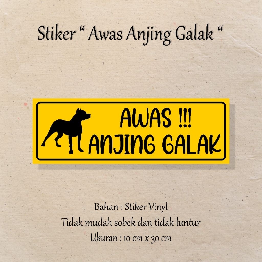Stiker Awas Anjing Galak Stiker Anjing Galak Stiker Tulisan Awas Anjing Galak Sticker Signage Vinyl