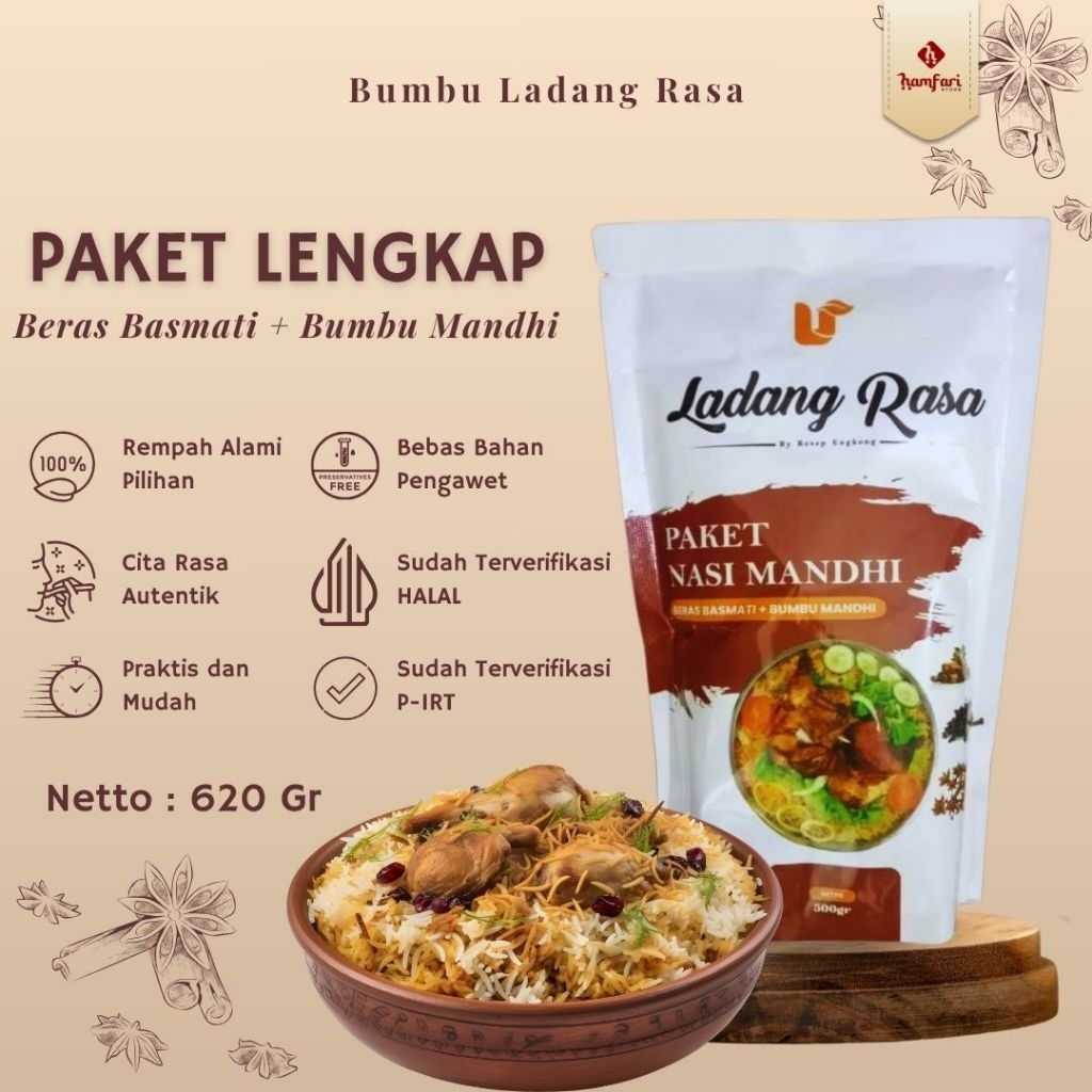 

Paket Nasi Mandhi Beras Basmati + Bumbu Mandhi - Ladang Rasa