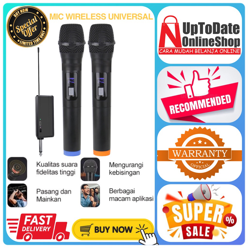 MIC KARAOKE UNIVERSAL MIKROFON WIRELESS SUPER LOW NOISE MIC WIRELESS SUARA JERNIH BAGUS WIRELESS MIC