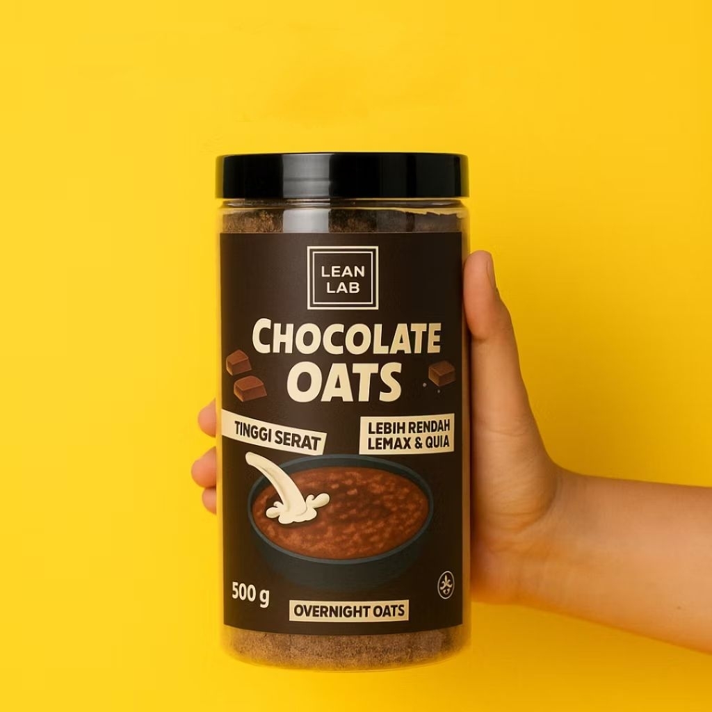 

Lean Lab Overnight Oats 500g | Oatmeal Sehat Tinggi Serat & Protein Rasa Chocolate/Cinnamon/Strawberry