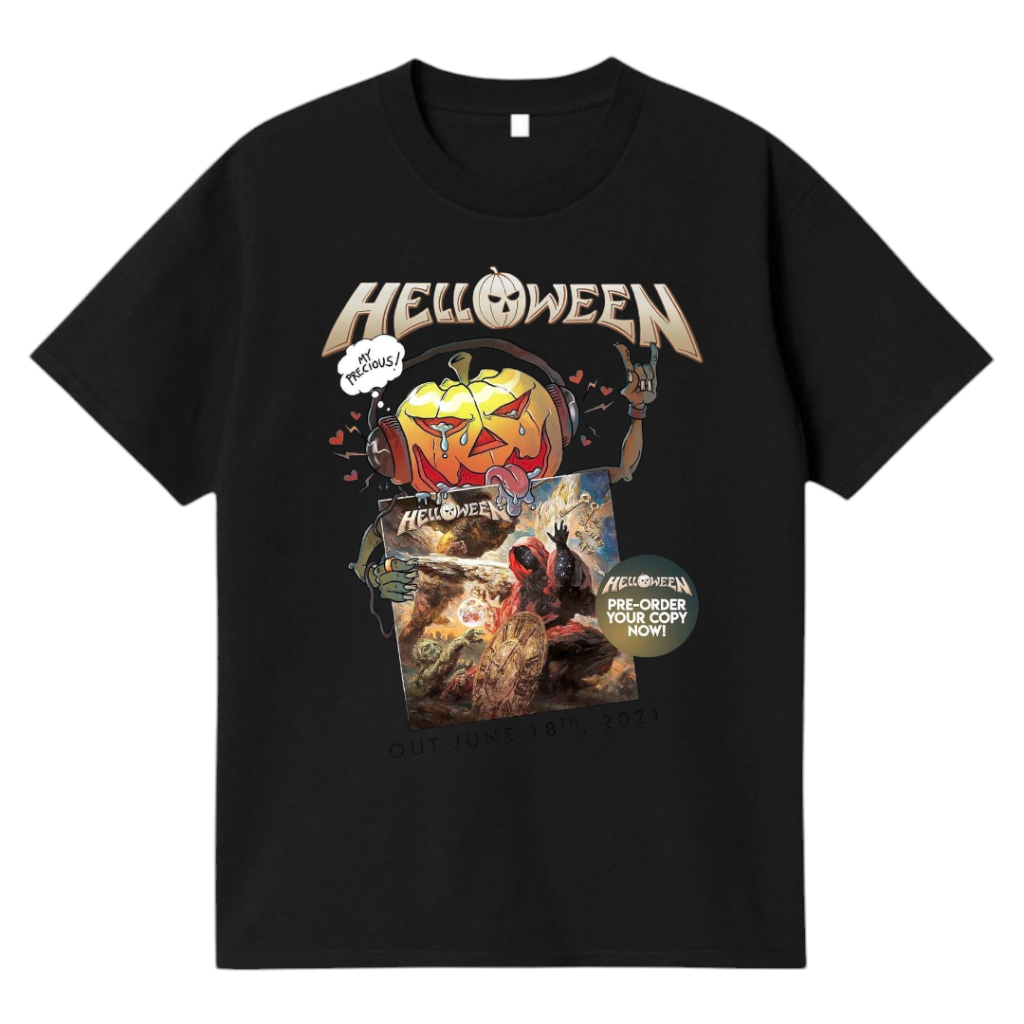 kaos helloween kaos musik baju band pria wanita