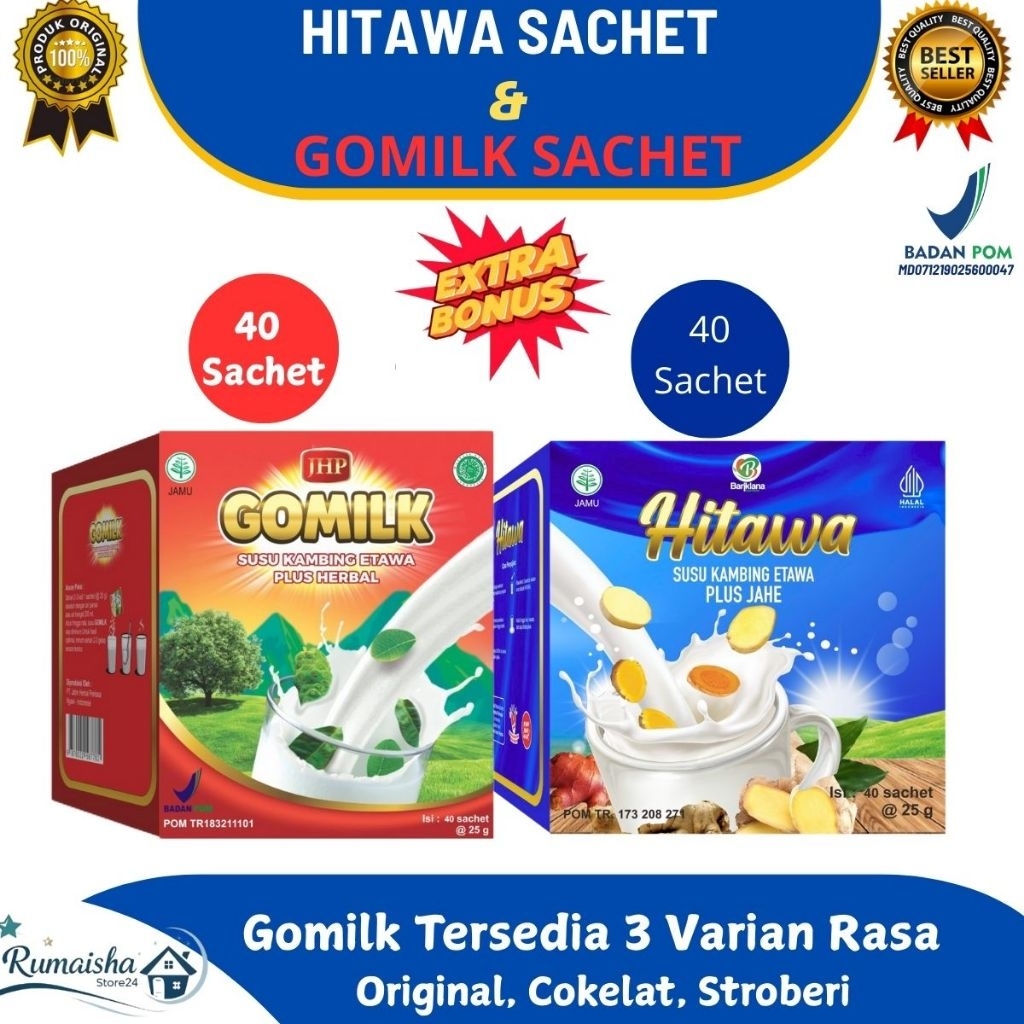 

Paket Reseller 1 box gomilk+1 box hitawa Sachet