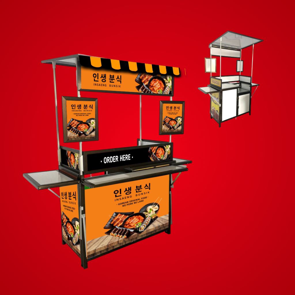 Booth Portable Alumunium / Gerobak Lipat / Meja lipat / Event Desk / Stand Jualan - JAJANAN MAKANAN 
