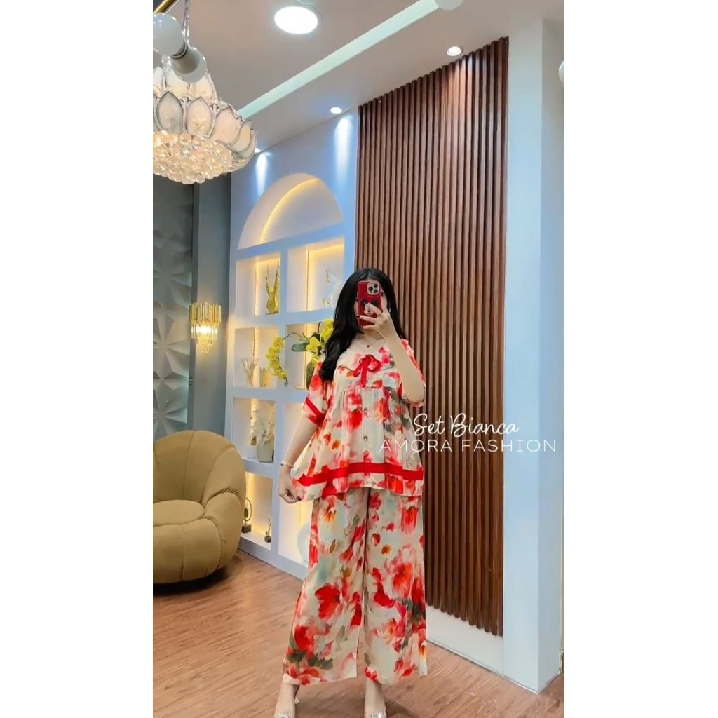 Set Bianca by Amora Fashion/setcel rayon premium/oneset kekinian jumbo