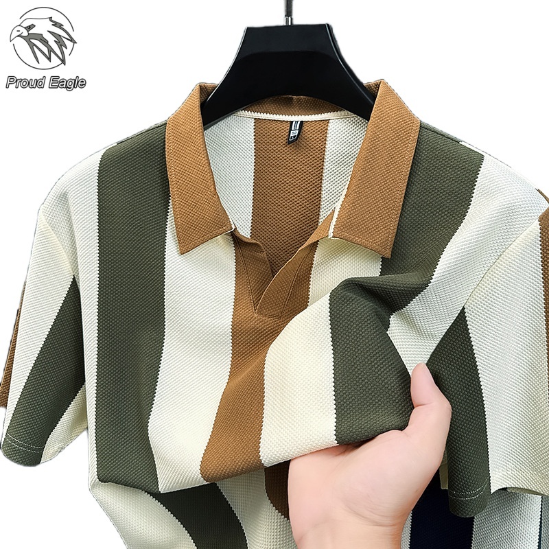 Proud Eagle baju cowok Kaos Polo Pria kaos polo garis kaos import (Biru,khaki,Hijau,M,L,XL,XXL,XXXL)