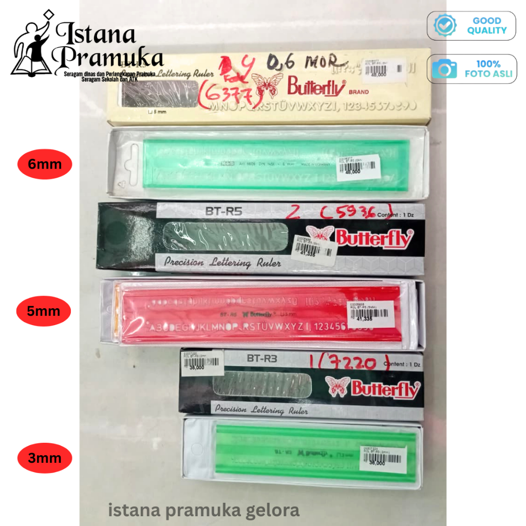 

3mm 5mm 6mm Penggaris Mal Huruf / Penggaris Sablon Butterfly - Istana Pramuka Gelora