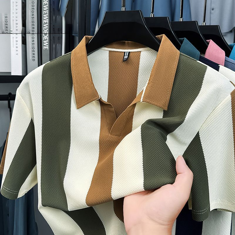 Kaos polo garis baju kaos berkerah pria kaos kerah v neck pria striped bordir polo shirt pria origin