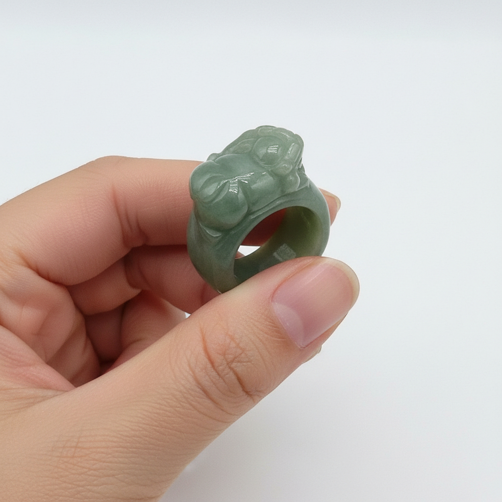 Cincin Pixiu Giok Burma Premium jadeite jade type a batu alam birma