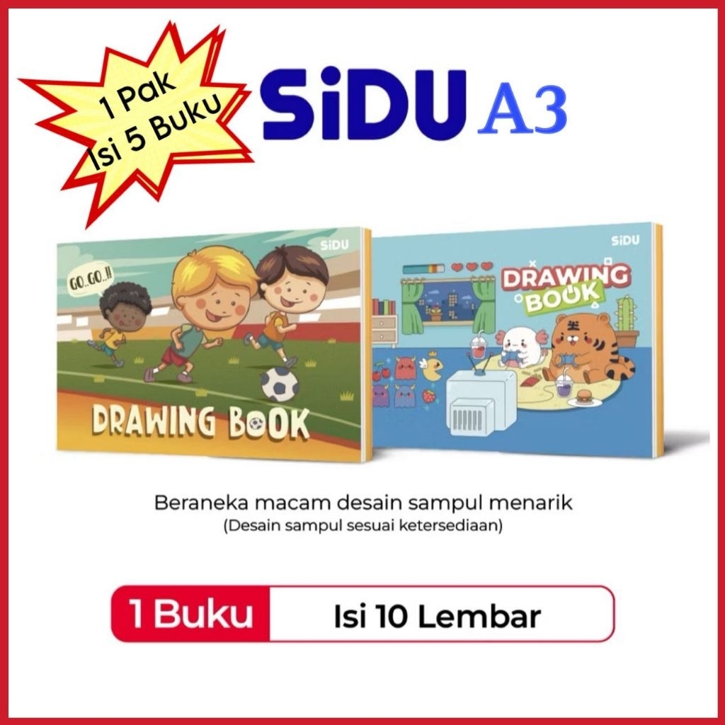 BUKU GAMBAR SIDU A3 1 PACK 5 BUKU / BUKU MENGGAMBAR A3 SIDU