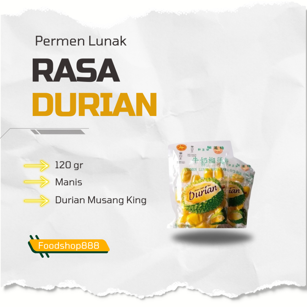 

Permen Manis Lunak Rasa Durian 120 gr
