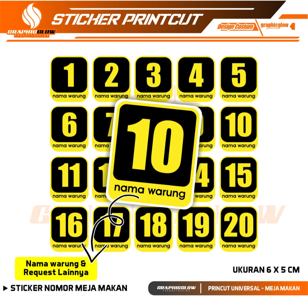 

STIKER NOMOR MEJA KULINER 1 - 30 (KUNING) | AWET TAHAN LAMA
