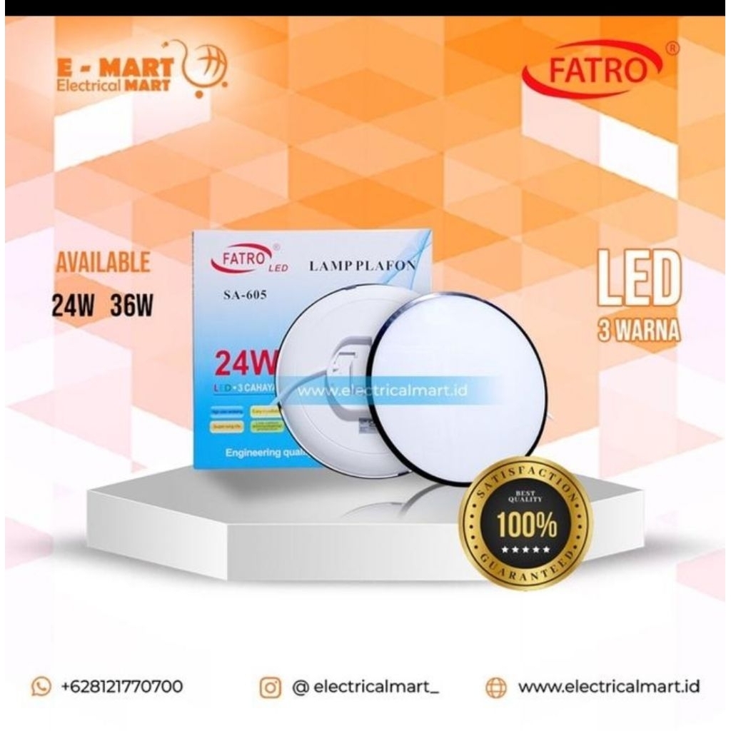 lampu plafond baret 24w 3 warna Fatro