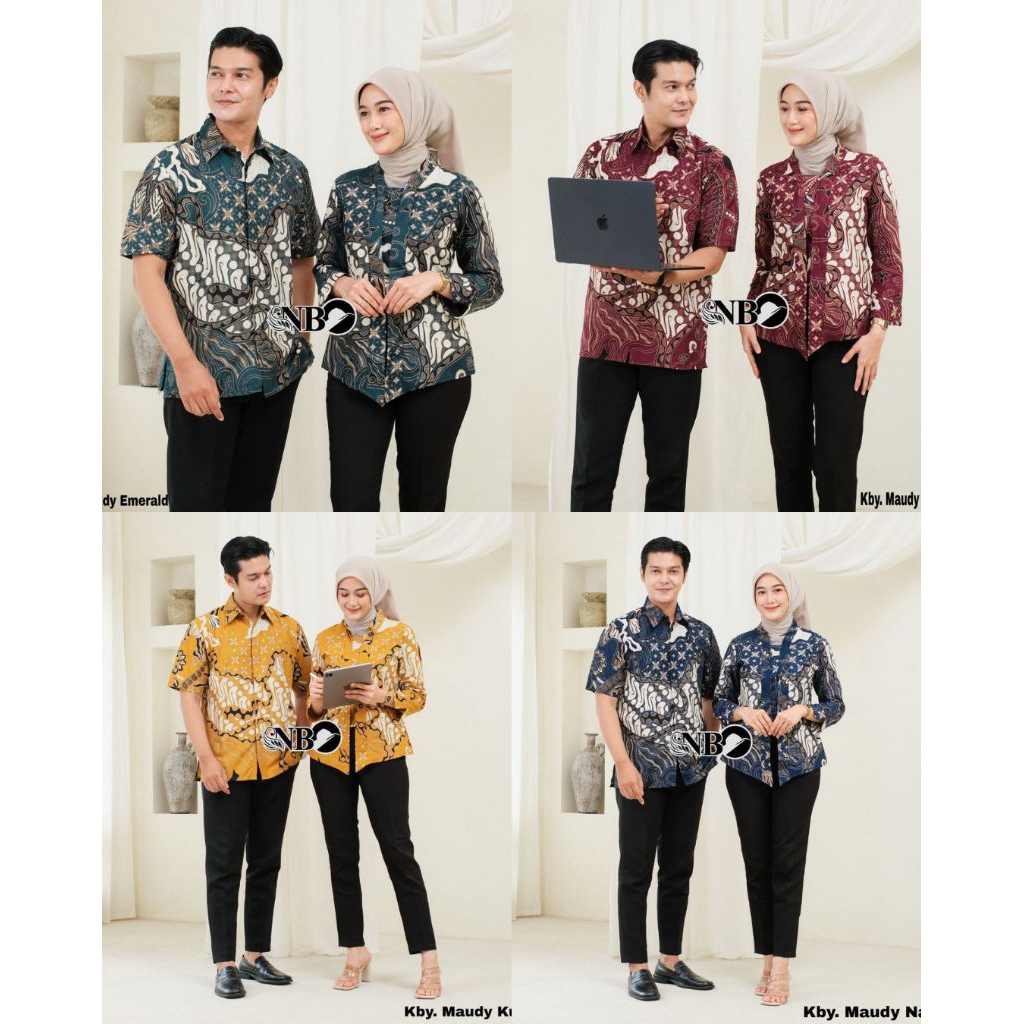 Batik Couple Modern (BATIK TRUNTUM) - Baju Batik Couple Modern Blouse Kancing Depan Kemeja Batik Len