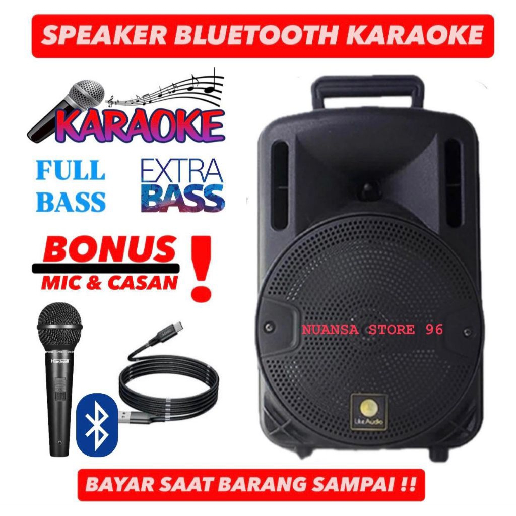 Terbaru Speaker Bluetooth Karaoke Mega Bass Gratis Mic Murah / Salon Aktif Polytron Kimiso Mega Bass