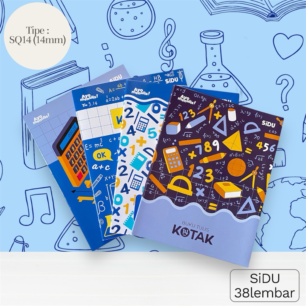 

(SATUAN) Buku Tulis sekolah Kotak Besar matematika SiDU SQ14 14mm isi 38lembar
