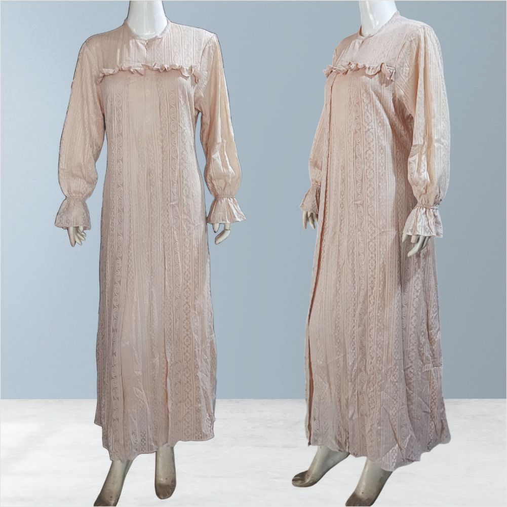 Gamis Jumbo Nafisa Sabyan XXXL Polos Brokat Lengan Karet LD 118 PB 139