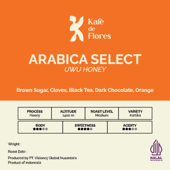 Flores Coffee Arabica Beans Honey - Arabica Select - Kopi Manggarai - Kafe De Flores