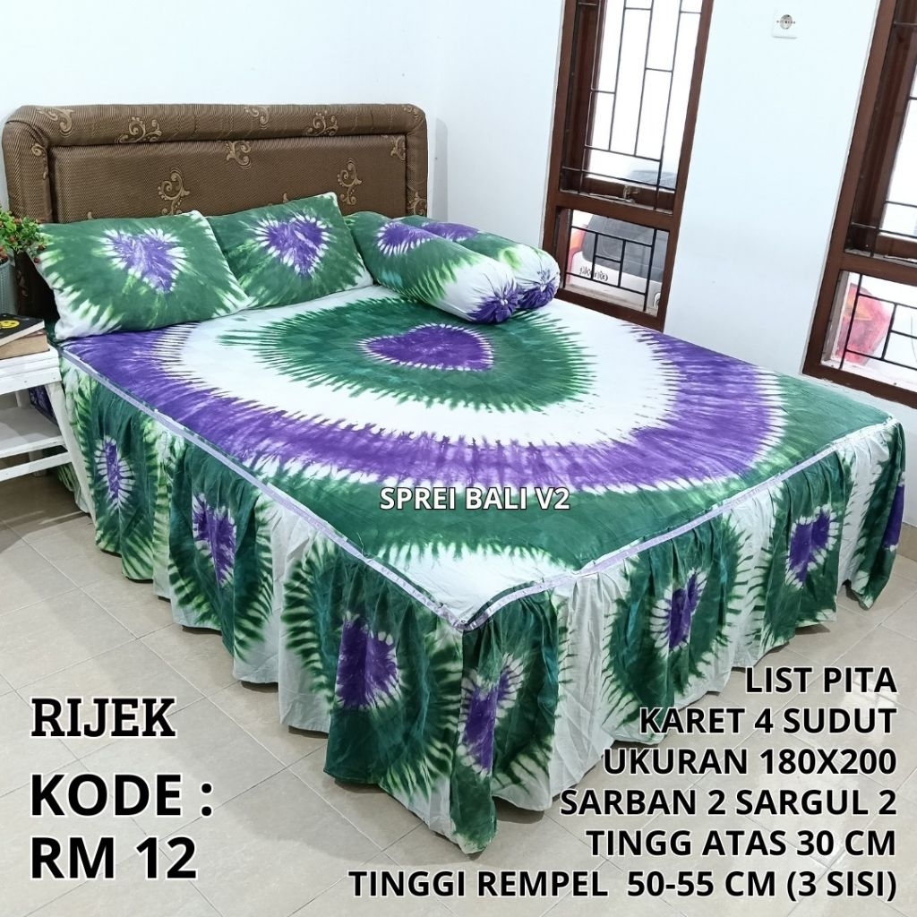 Mudha - 180 x 200 x 30+cm Sprei Rempel Lukis Sprei Rumbai Bali Lukis Original