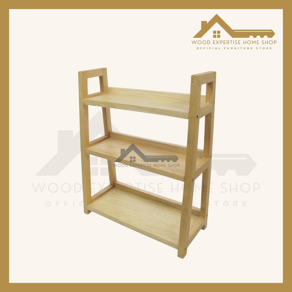 Rak Bumbu 3 Susun Rak Kayu Aesthetic Serbaguna Rak Kosmetik Cewe Full Kayu Pinus