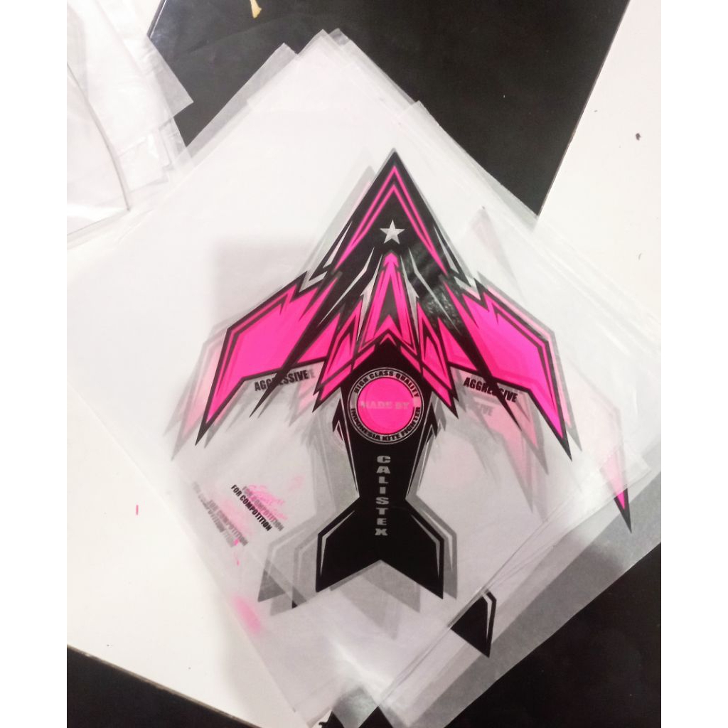 KERTAS layangan sukhoi sablon 2 warna flo-pink & hitam