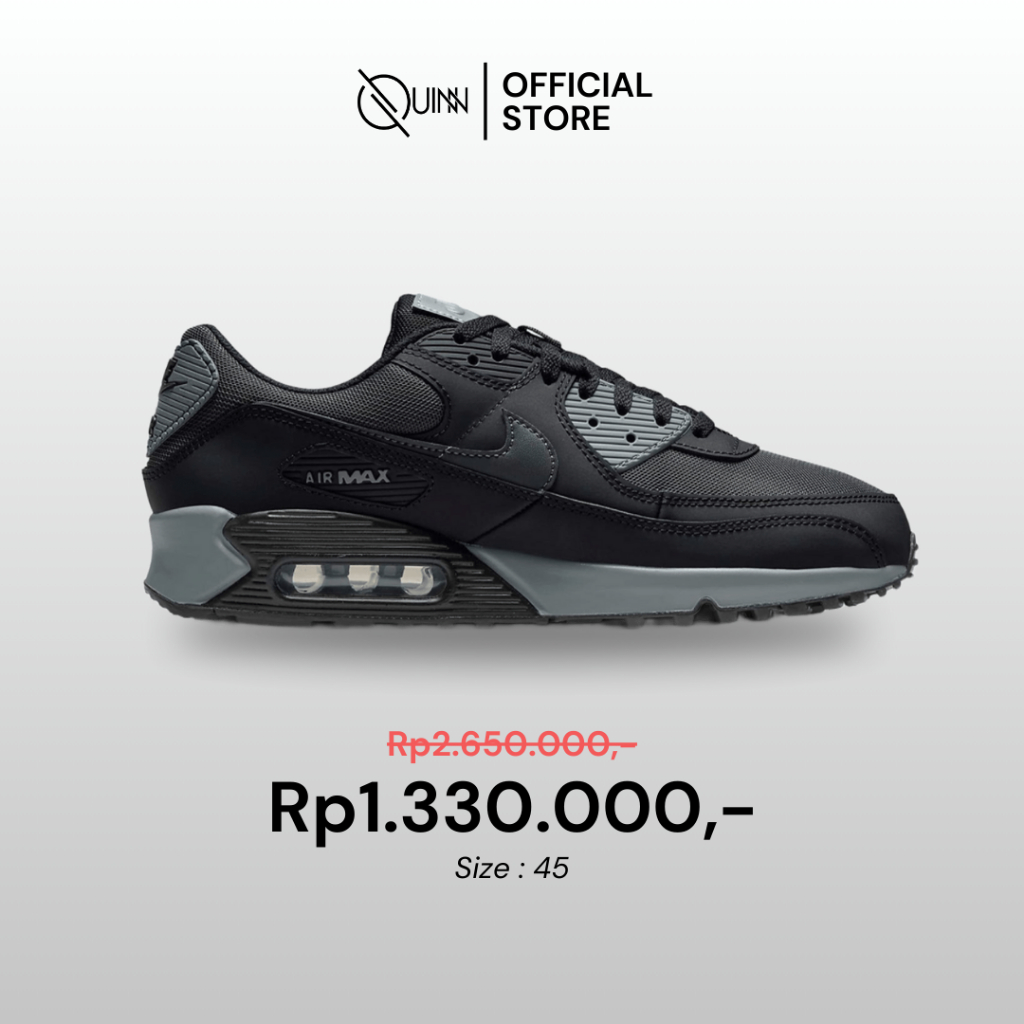 Nike Air Max 90 Black Cool Grey / Sepatu Sneakers Olahraga Pria