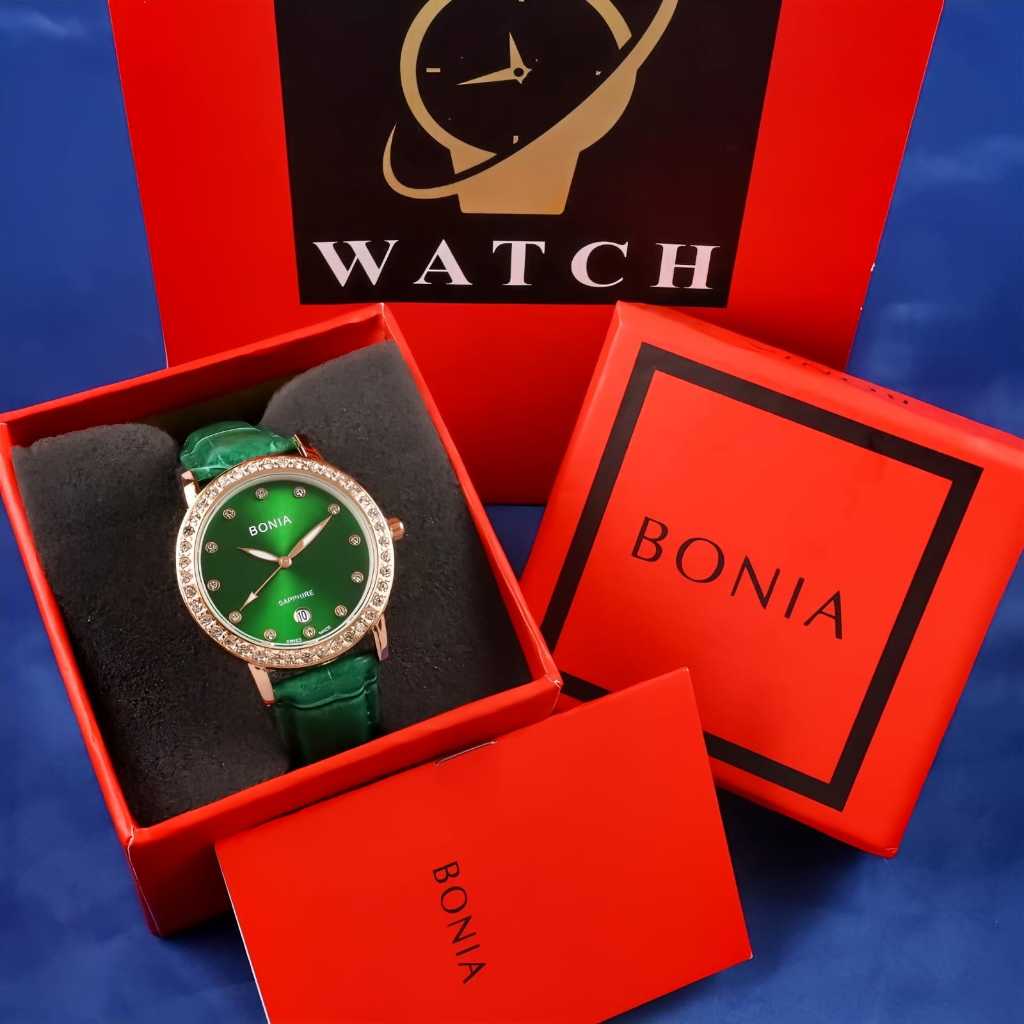 JAM TANGAN WANITA BONIA TALI KULIT BODY MATA MATA TANGGAL AKTIF BOX EXCLUSIVE