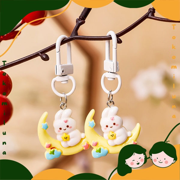 Gantungan mini rabbit moon cute mini keychain gantungan kunci kelinci lucu MK1983