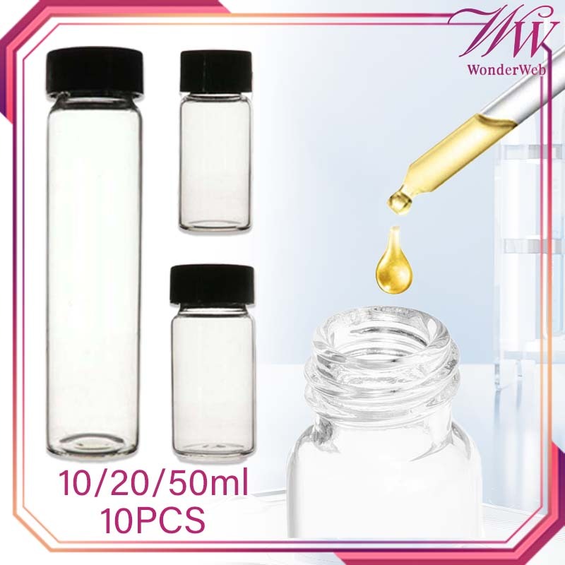 10/20/50ml Botol Kaca Tutup Ulir 10pcs Botol Kaca Mini Botol Kaca Kecil Universal Botol Sample Parfu