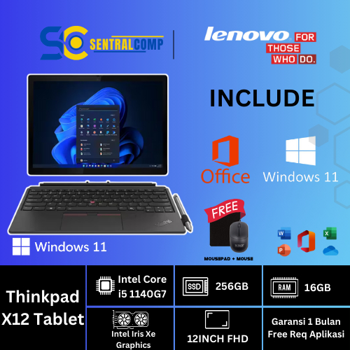 Lenovo Thinkpad X12 detachable Tablet 2IN1 TOUCH i5 1140G7 16GB 256 SSD 12.3FHD