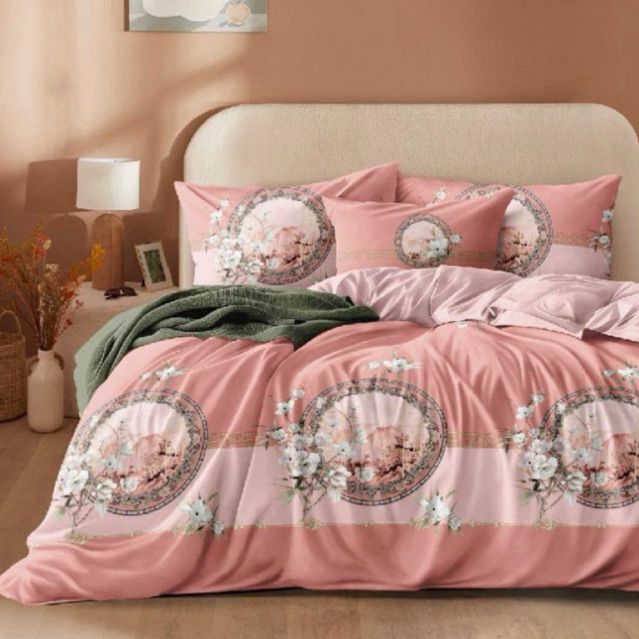 BIOSIBEDDING Sprei Katun Jepang Motif Bunga Pink - Sprei