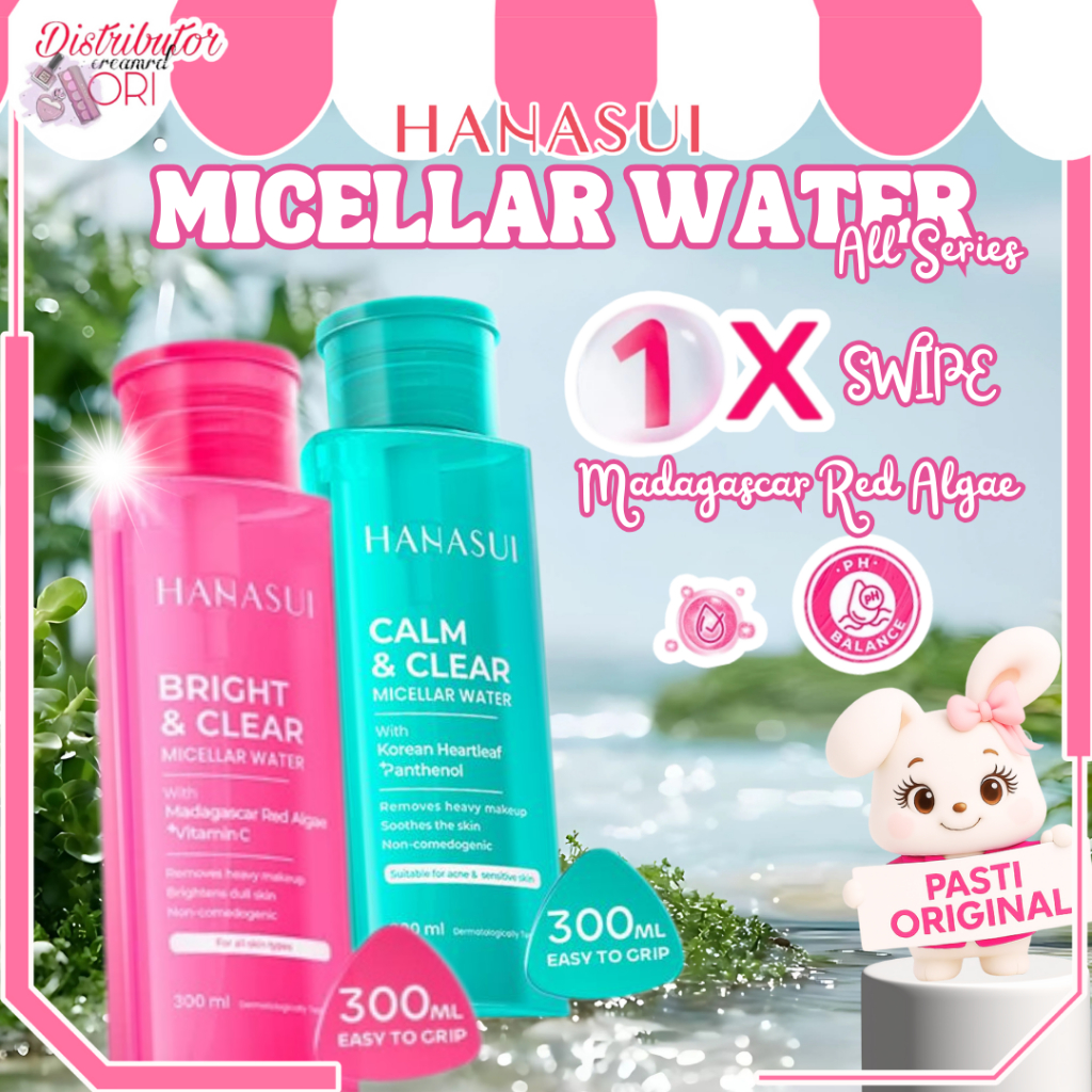 HANASUI Micellar Water Lembut untuk Kulit Sensitif -Mencerahkan Vitamin C - Micellar Korean Heartlea