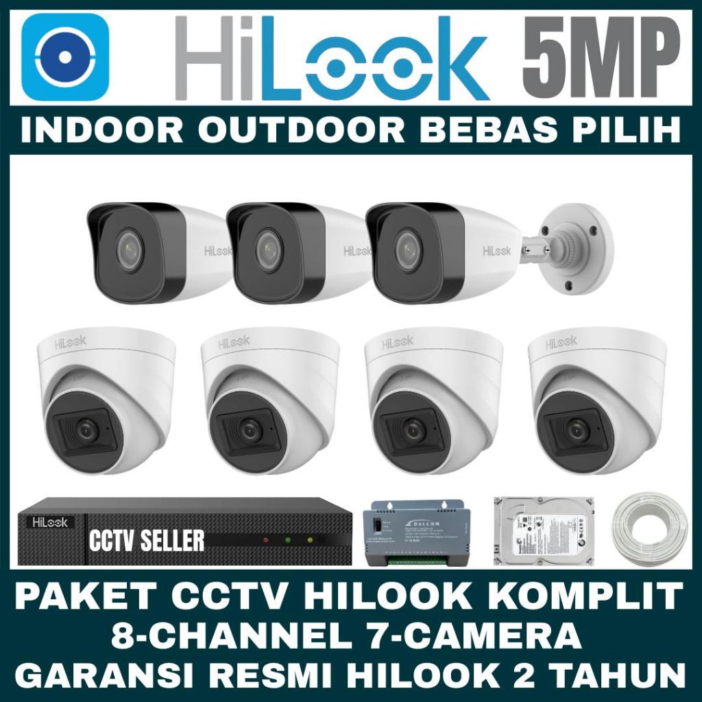 PAKET CCTV HILOOK 5MP 8 CHANNEL 7 CAMERA TURBO HD KAMERA CCTV