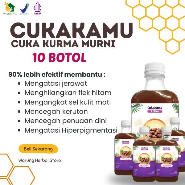 

CUKAKAMU CUKA KURMA ASLI - Mencerahkan Wajah Membersihkan Flek Hitam & Kerutan Hilang - 10 BOTOL