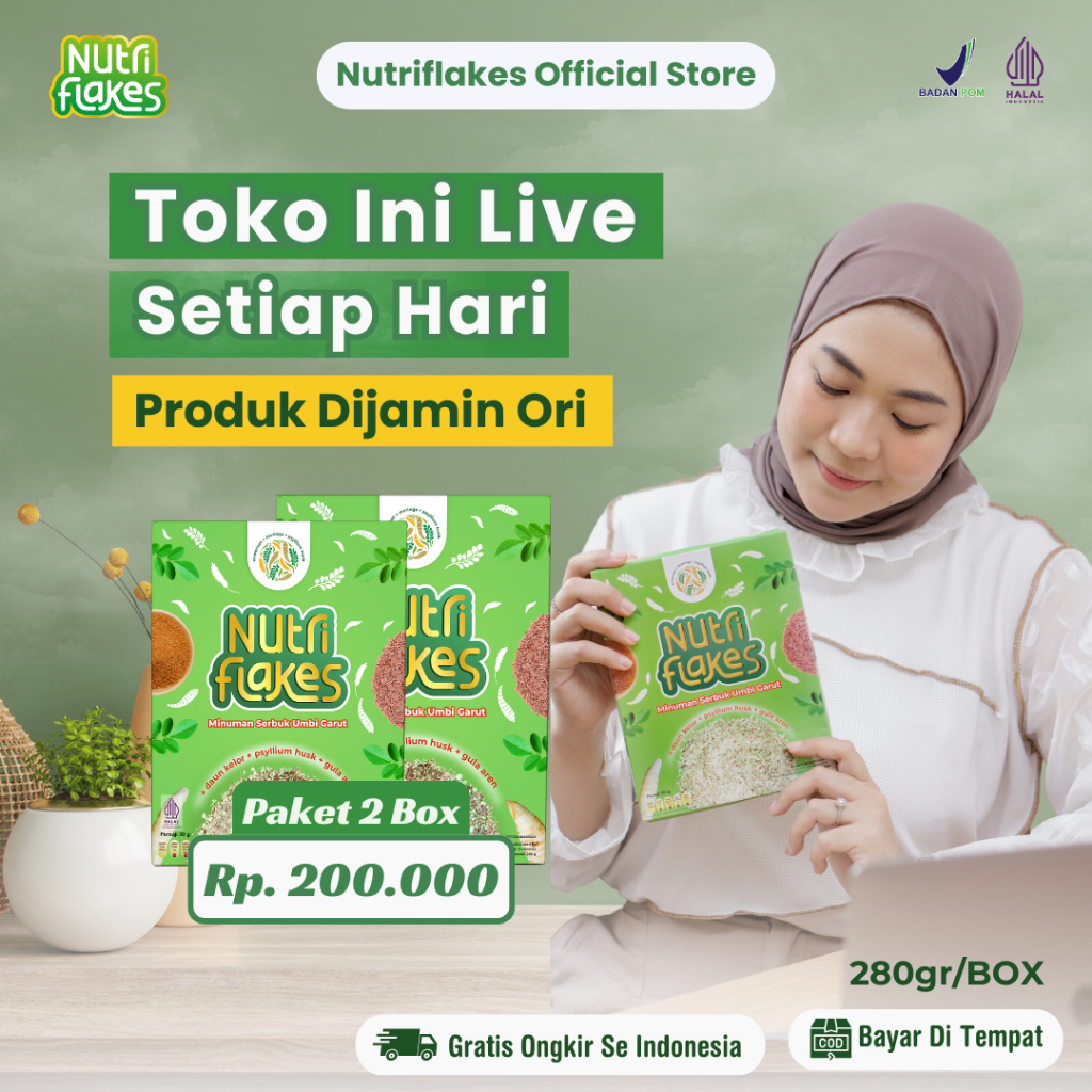 

Nutriflakes Sereal Umbi Garut Ampuh Mengatasi Asam Lambung, Maag & Gerd 2 Box