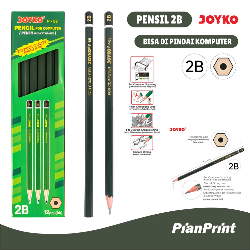 

Pensil 2B Joyko P-88 1 pack isi 12 pcs
