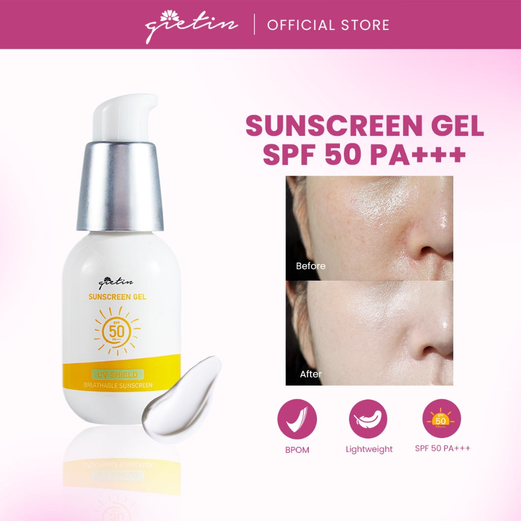 GiETIN Sunscreen Gel SPF 50 PA+++ UV Shield Protection UVA UVB