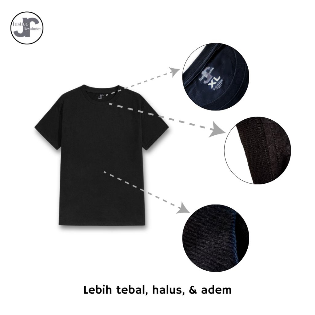-JR- Basic T-shirt Black Edition | Unisex | Kaos Polos Hitam 20s Cotton Combed