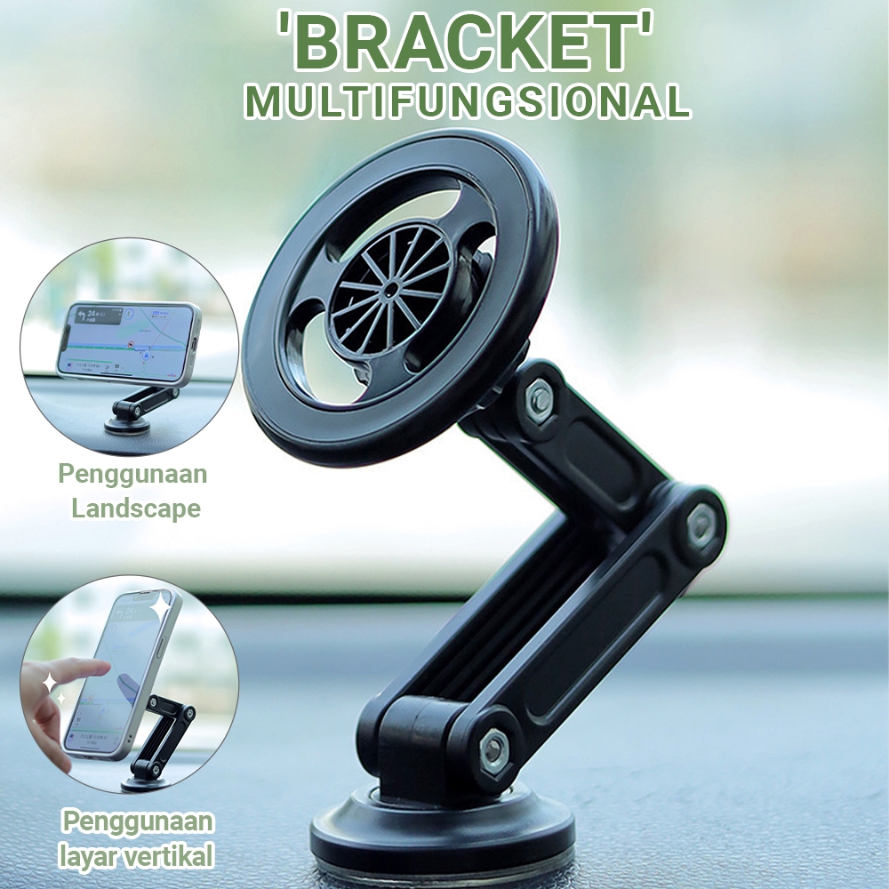 Holder Suction Mobile Phone Retractable and Foldable Car Mount Phone Magnetic / Untuk Berbagai Cocok