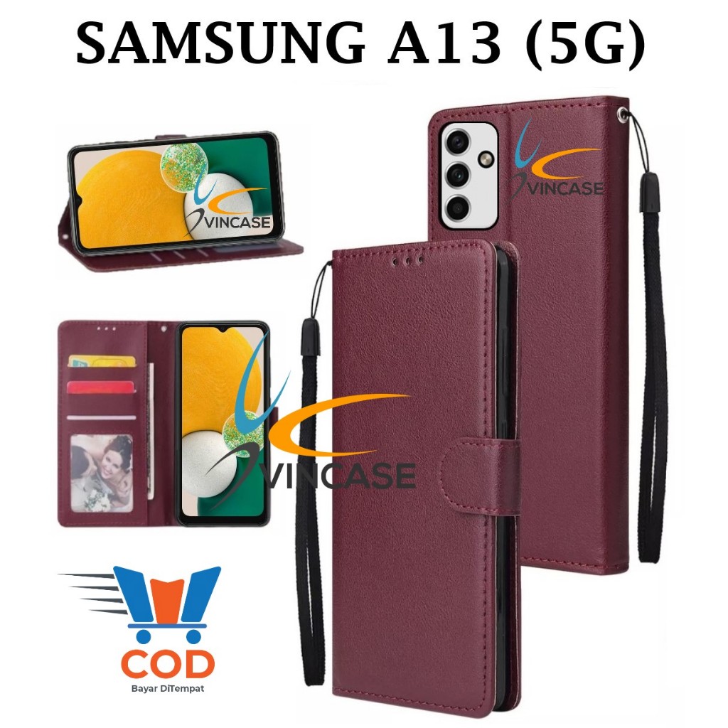 SAMSUNG A13 (5G) FLIP LEATHER CASE PREMIUM - FLIP WALLET CASE KULIT UNTUK SAMSUNG A13 (5G) - CASING 