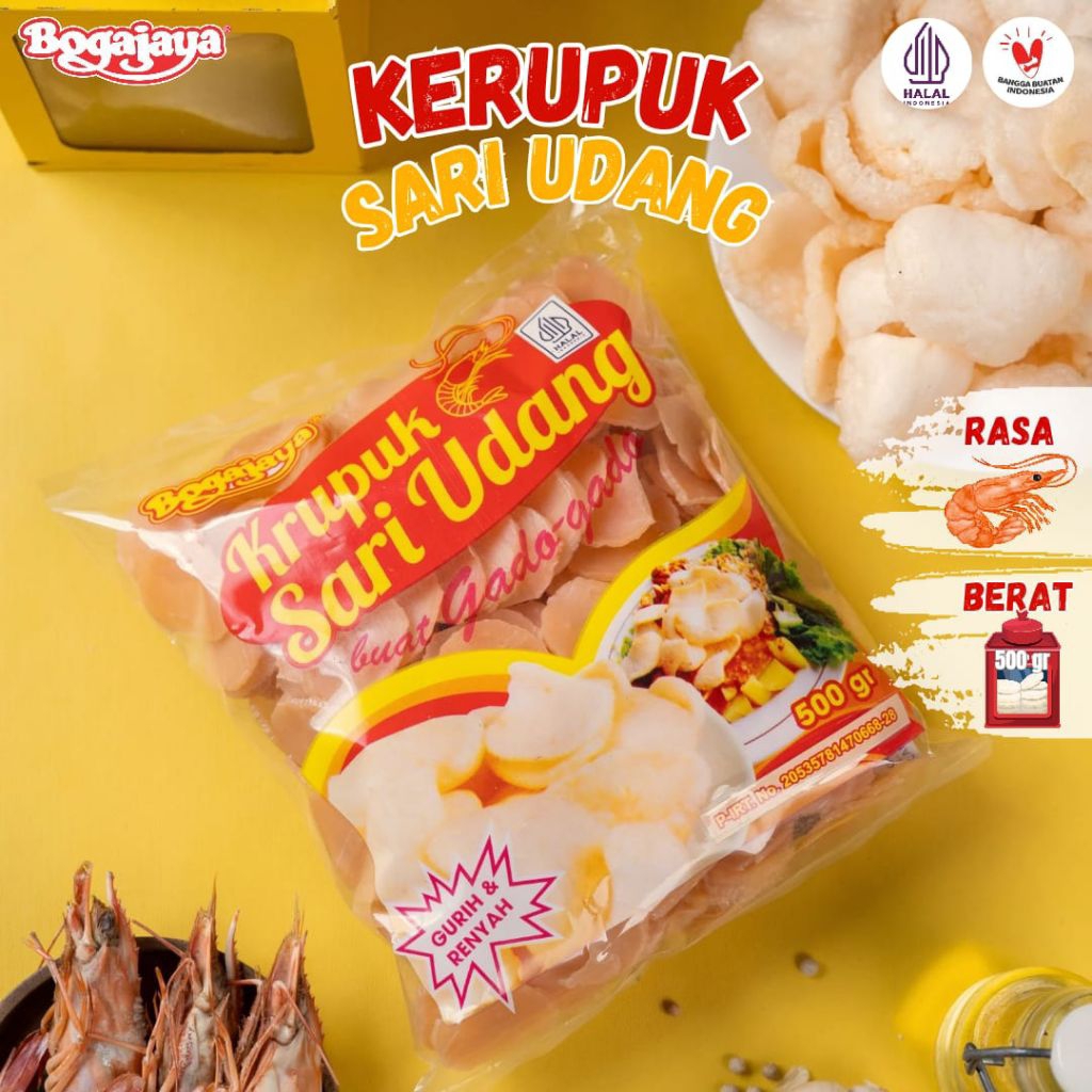 

BOGAJAYA Kerupuk UDANG GADO GADO 500Gr Mentah Tidak Perlu Jemur Oleh Oleh Surabaya
