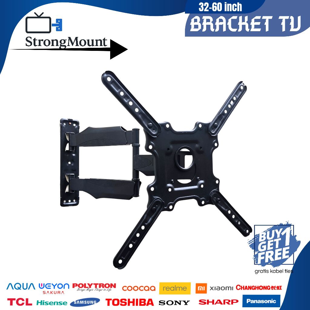 Bracket TV LED LCD 32 43 55 50 60 24 40 42 21 17 14  inch cocok semua tv 14–60 Inch Universal 6 Arah