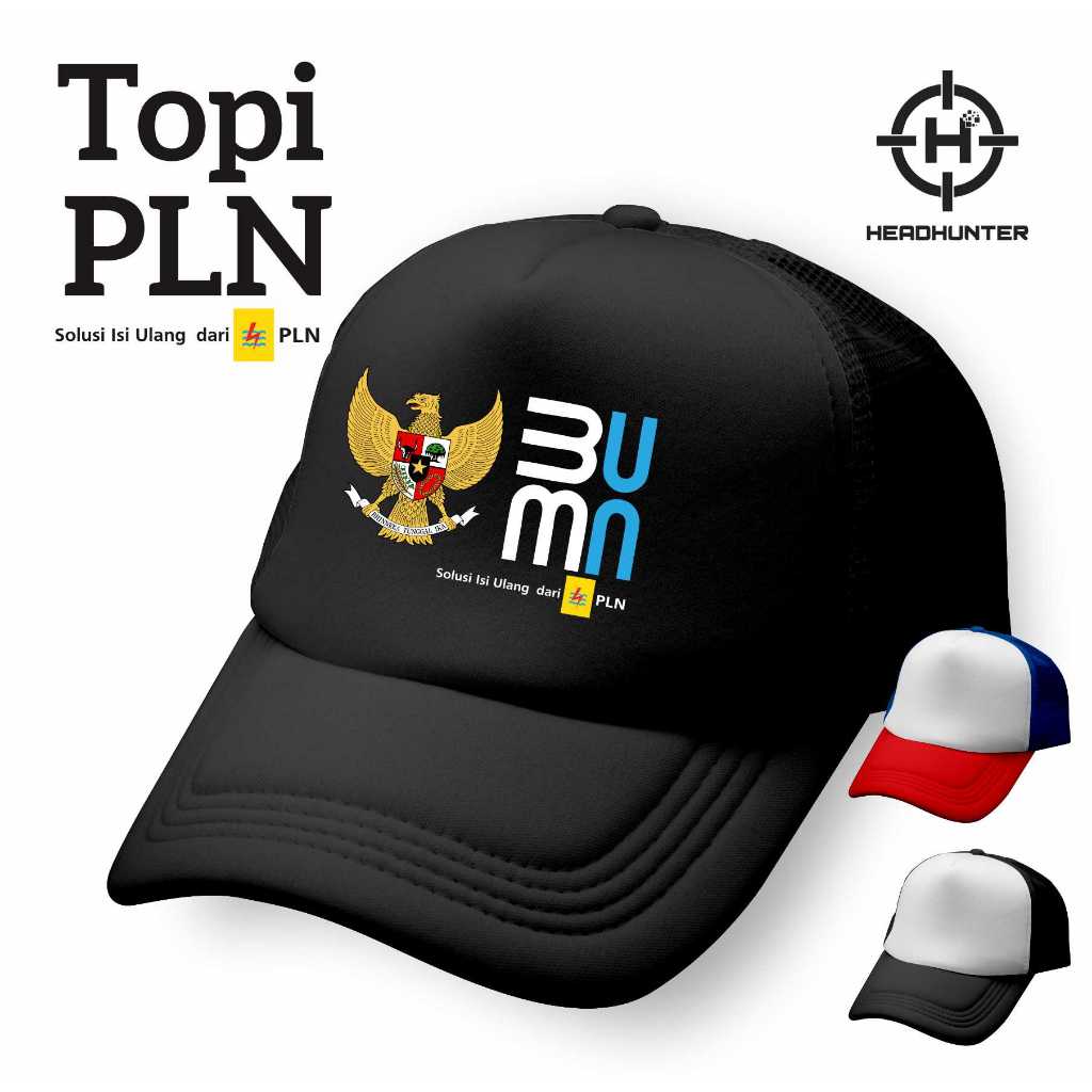 TOPI JARING PLN TRUCKER HUT PLN LISTRIK PINTAR TOPI JARING PLN TERBARU TOPI JARING LOGO PLN TERBARU