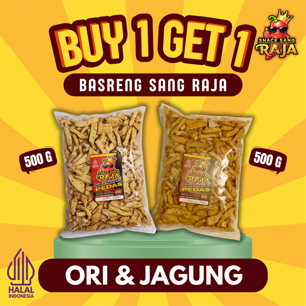 

Snack Sang RAJA - Basreng Paket Hemat Beli 1 Dapat 2 Produk Rasa Jagung Dan Rasa Lainnya